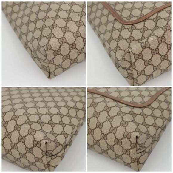 GUCCI GG Supreme Web Sherry Line Tote Bag PVC Beige Red - Picture 16 of 16